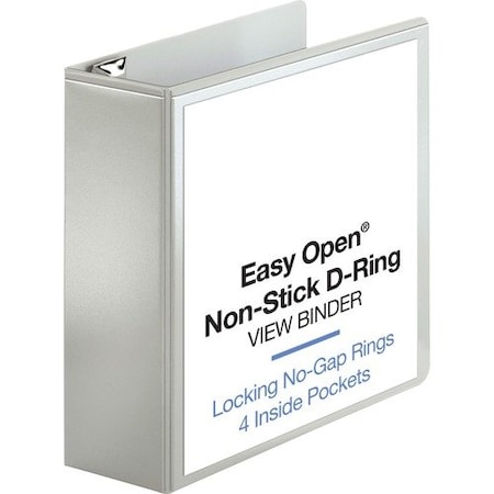 Business Source View Binder, Locking D-Ring, 4in Capacity, Letter, White BSN26963